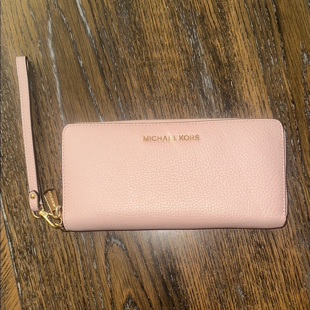Michael Kors Pink Leather Wristlet Clutch